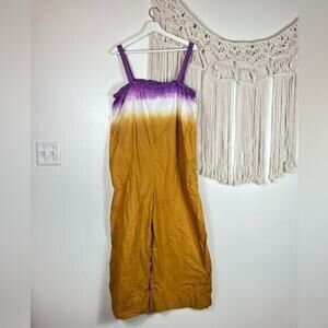 Womens Sea Jumpsuit Size 8 Purple/Gold White Ombre Casual Beach Spaghetti Strap